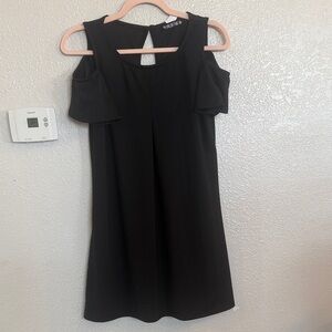 paper doll Black Cold-Shoulder Shift Mini Dress